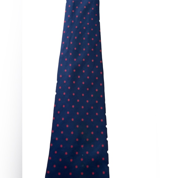 Gimbels navy tie with red polkadots. Vintage tie from Londonderry Ireland. EUC - Picture 3 of 4